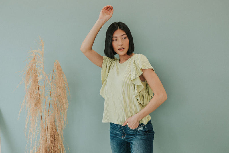 Take Your Joy Floral Flutter Sleeve Top
