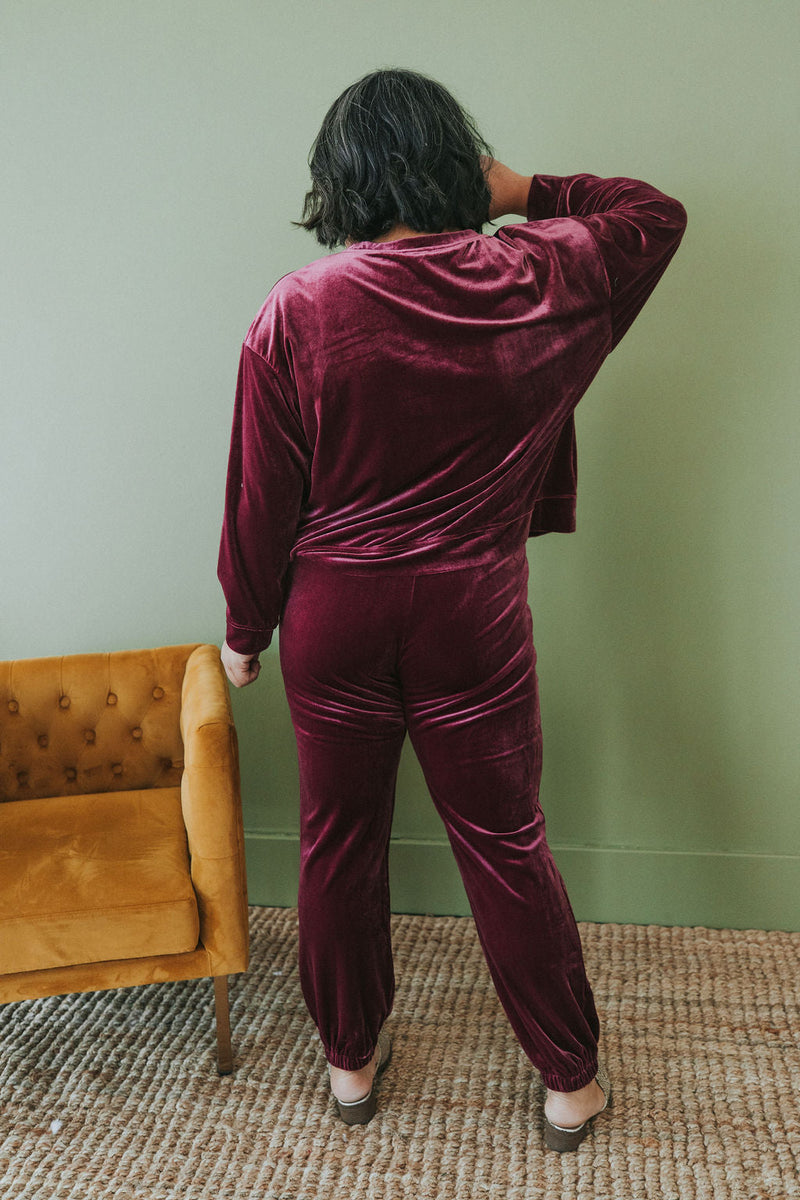 Cozy And Content Velvet Joggers