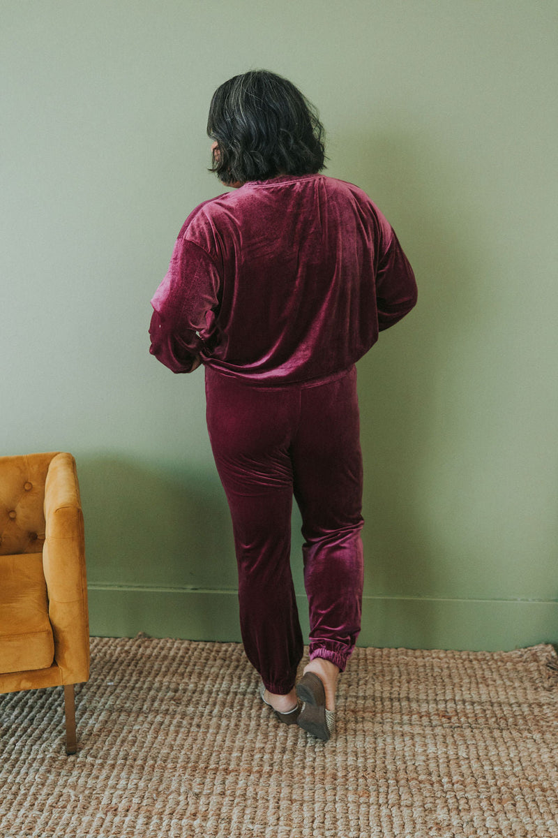 Cozy And Content Velvet Joggers
