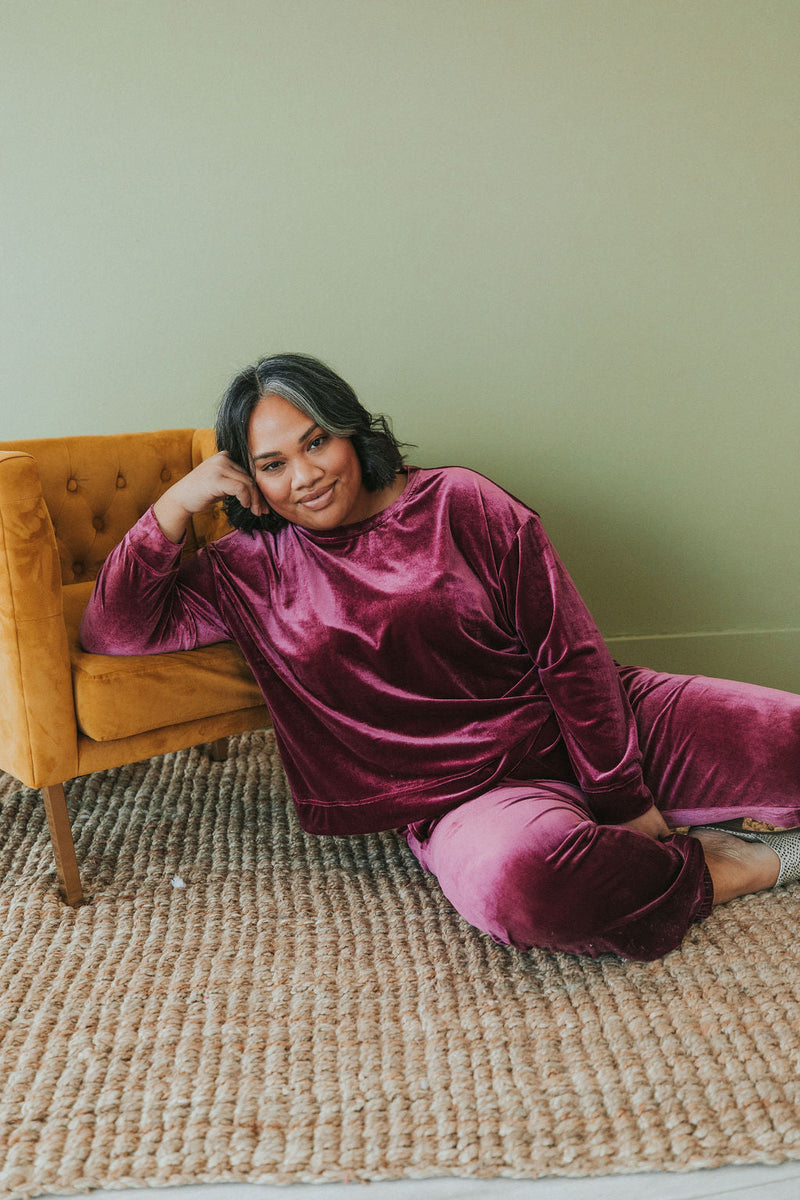 Cozy And Content Velvet Pullover
