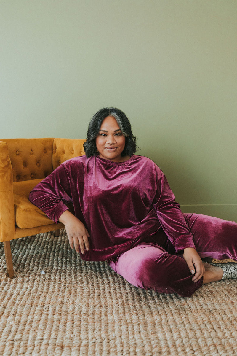 Cozy And Content Velvet Pullover