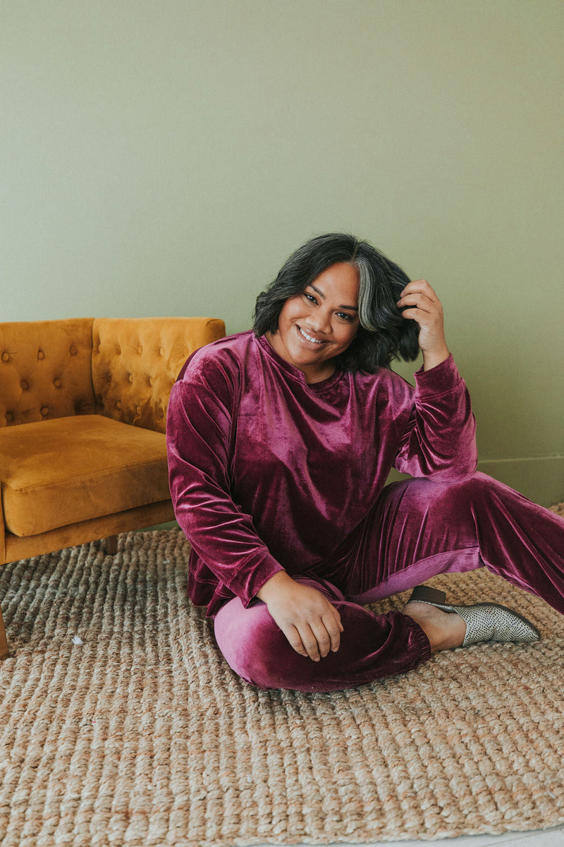 Cozy And Content Velvet Pullover
