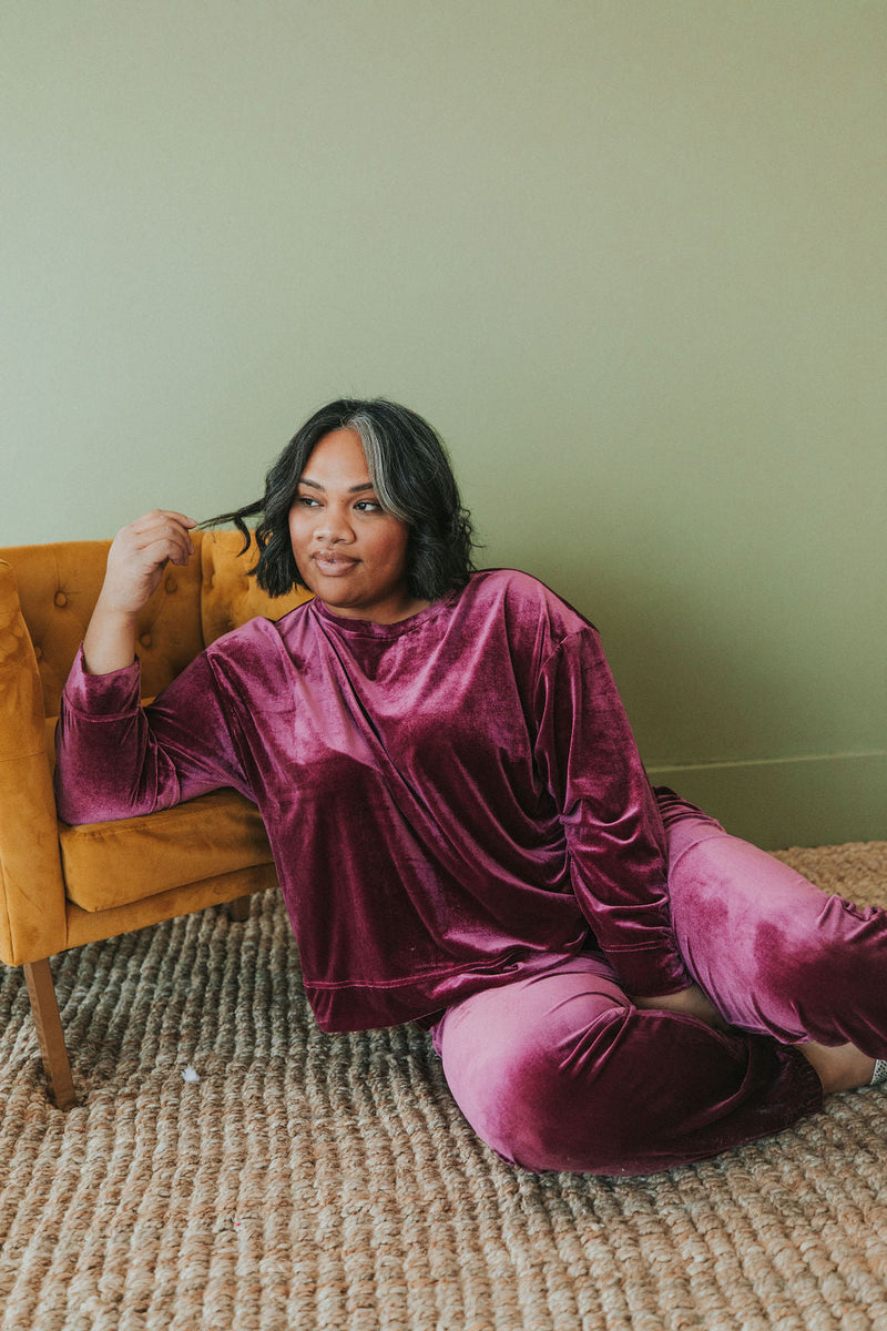 Cozy And Content Velvet Pullover