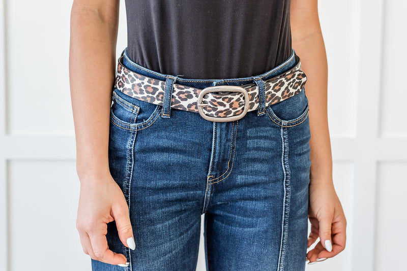 Seeing Double Leopard Print Belt- White