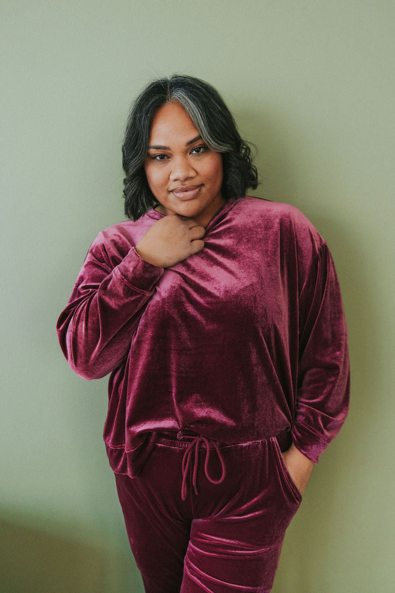 Cozy And Content Velvet Pullover