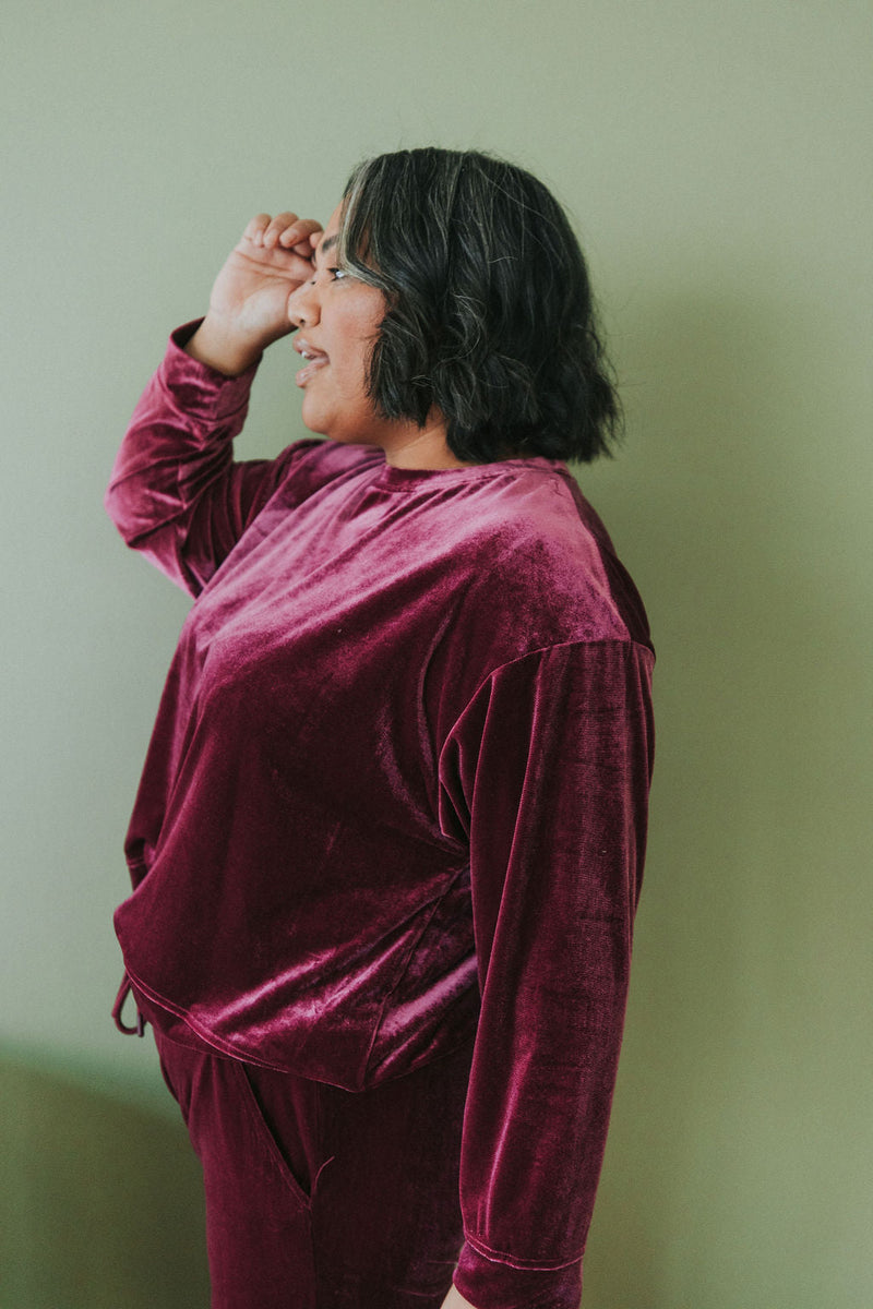 Cozy And Content Velvet Pullover