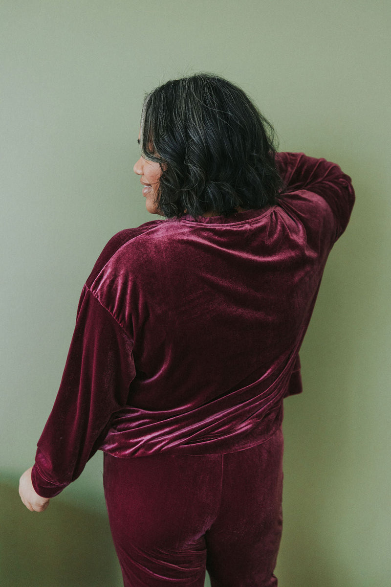 Cozy And Content Velvet Pullover