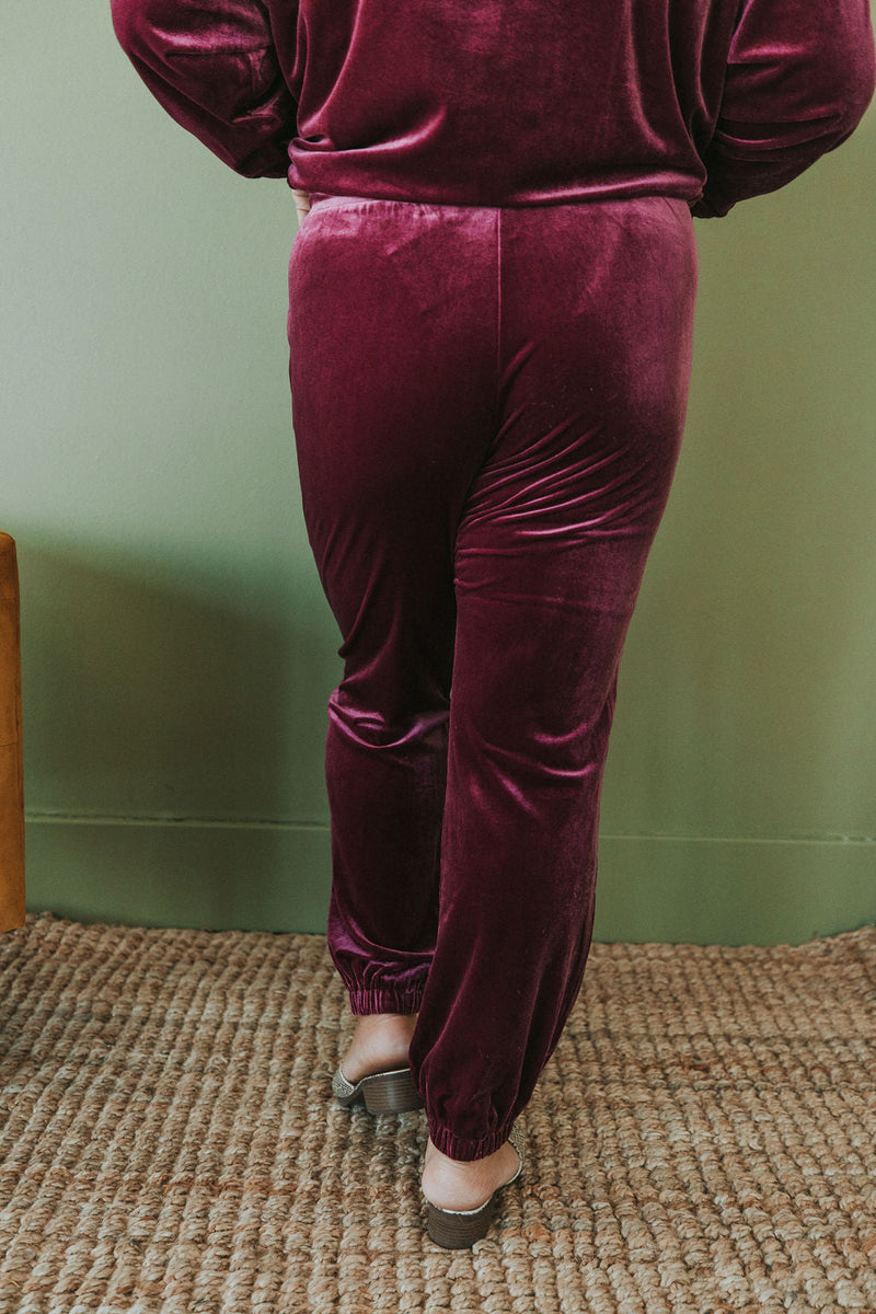 Cozy And Content Velvet Joggers