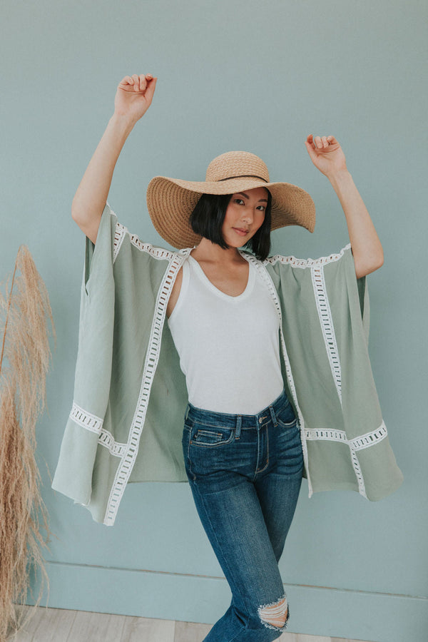 Come On Over Kimono - Sage