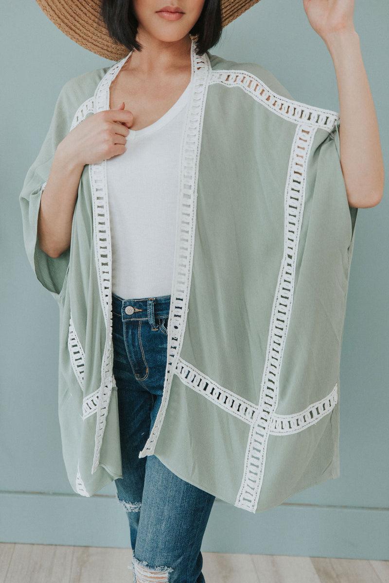 Come On Over Kimono - Sage