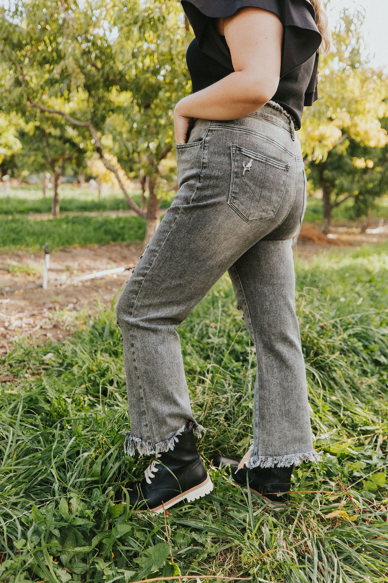 Hey Lovely Fringe Hem Distressed Jeans