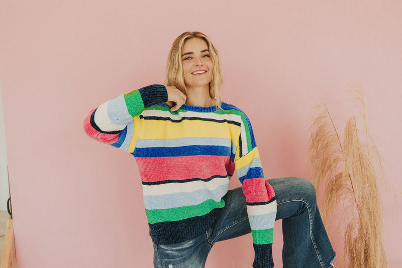 You Should Be Here Color Block Sweater