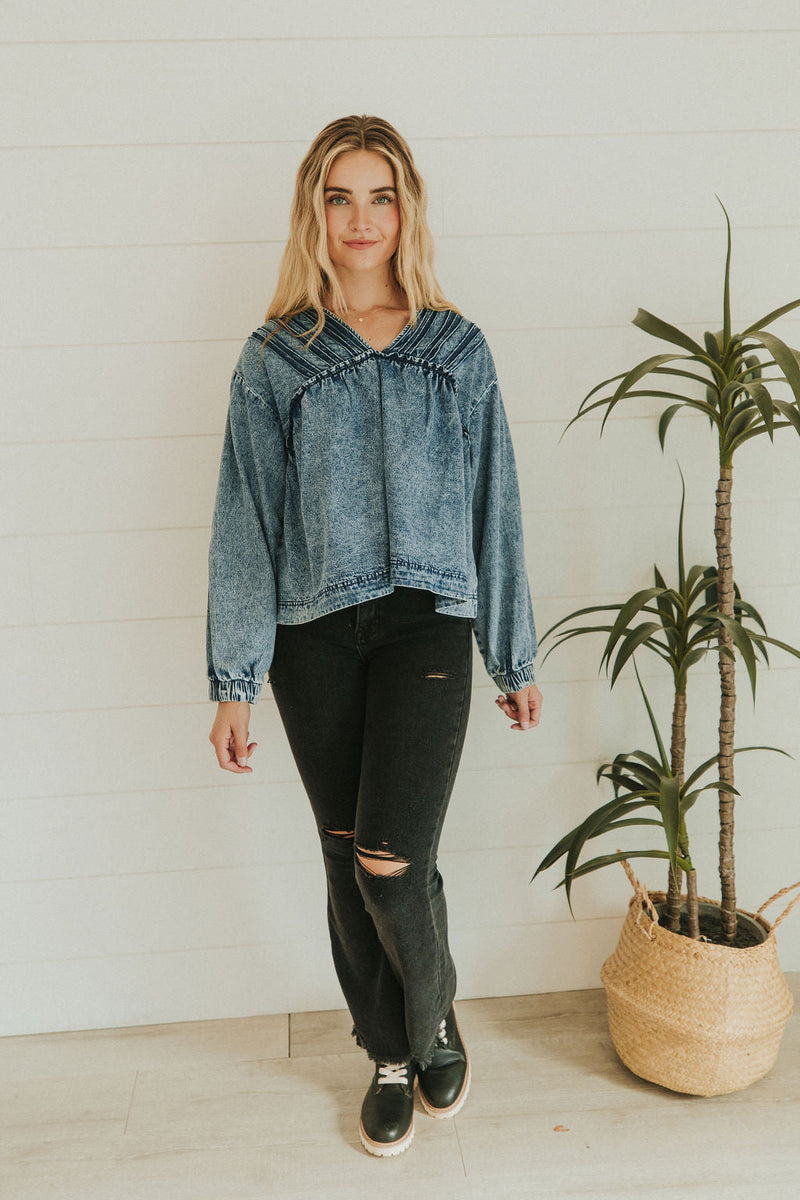 Now And Then Pin Tuck Top