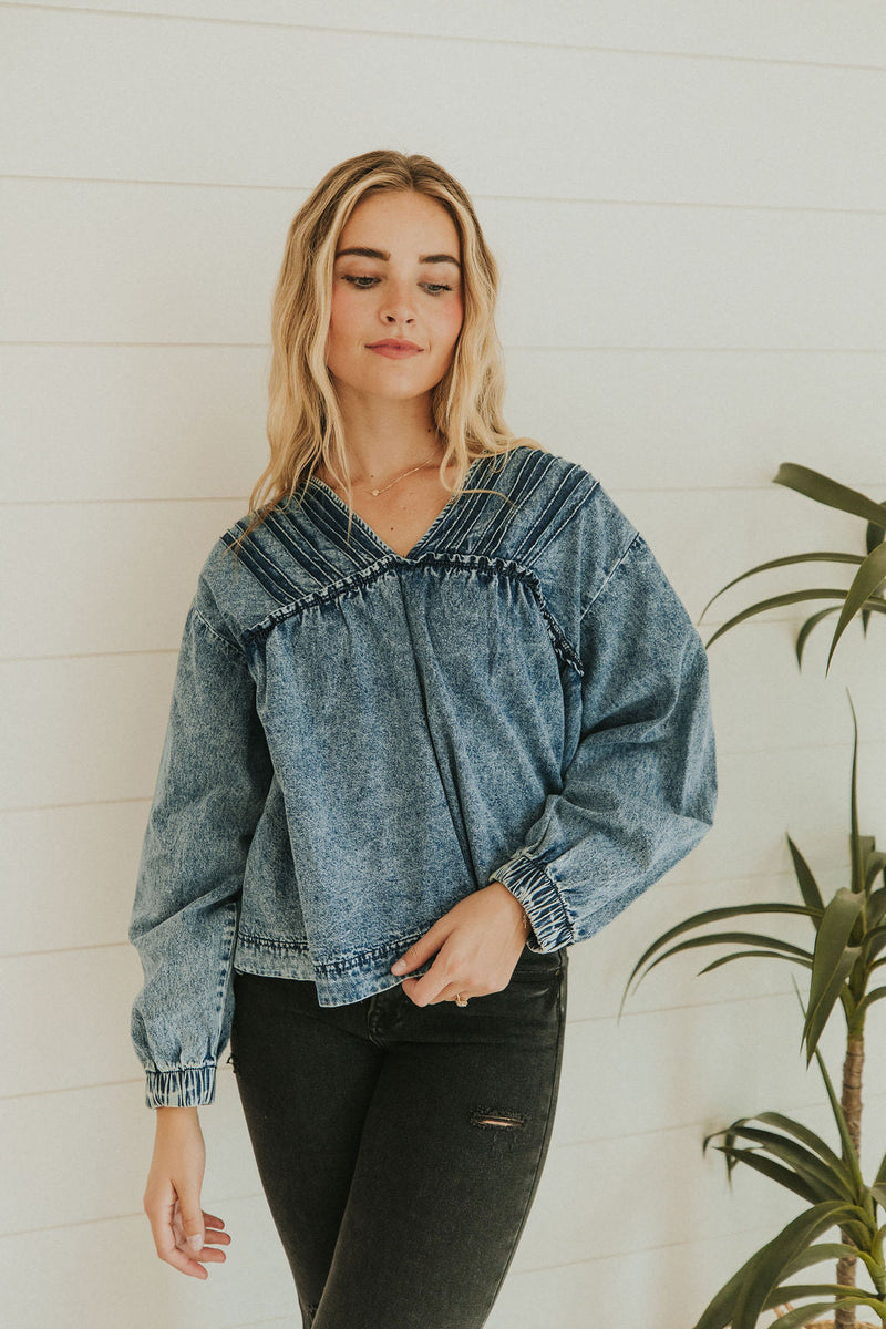 Now And Then Pin Tuck Top
