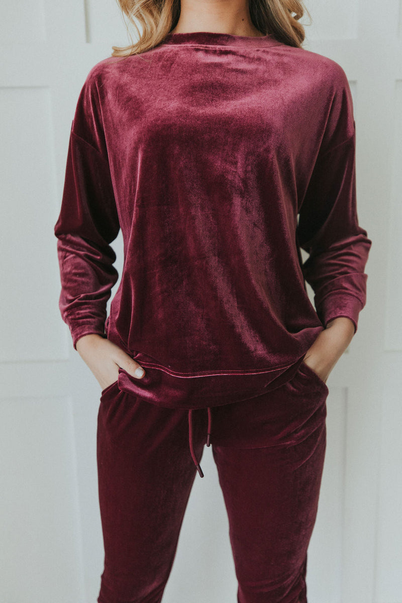 Cozy And Content Velvet Pullover