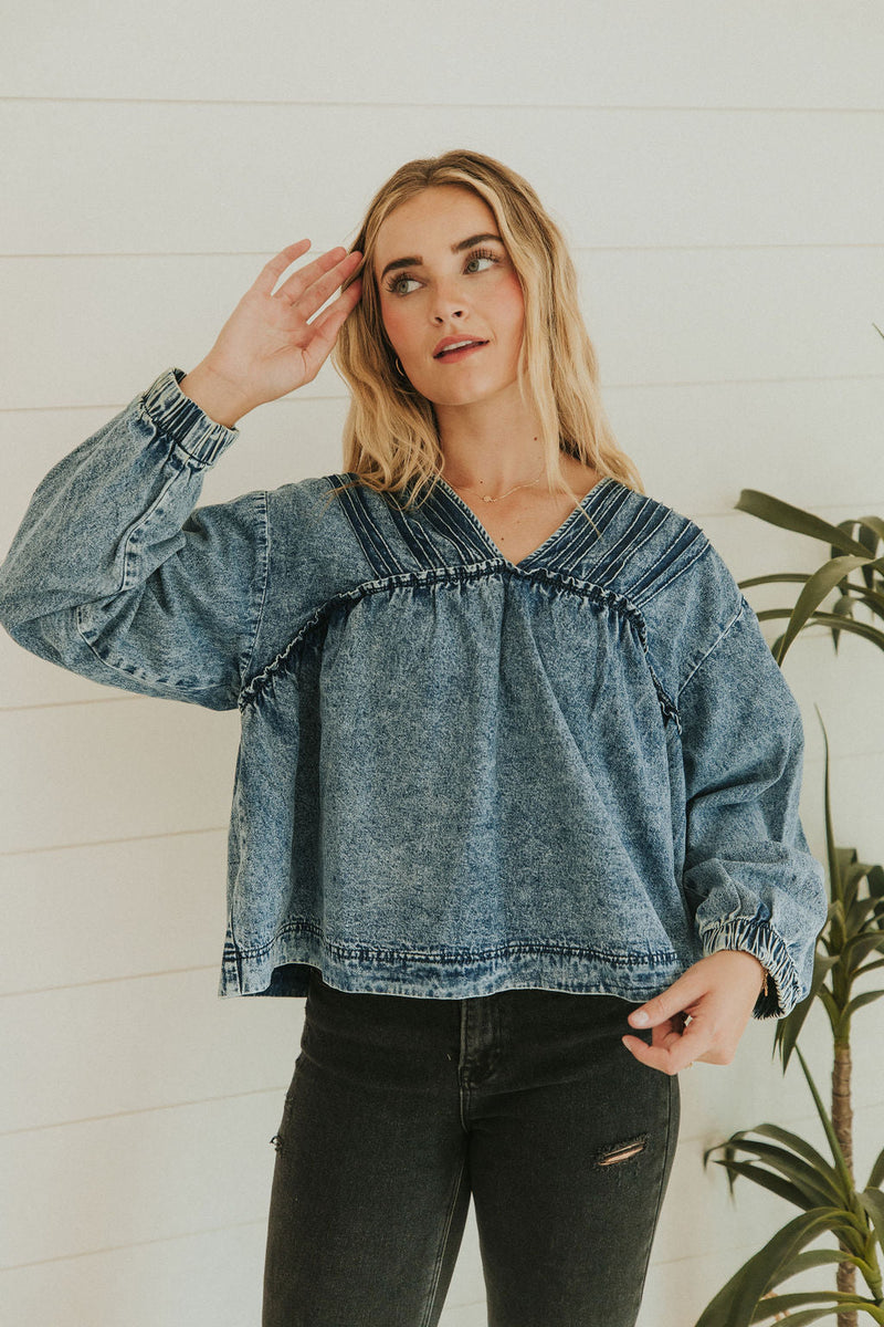 Now And Then Pin Tuck Top