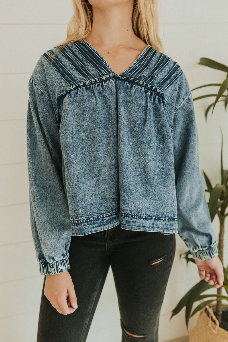Now And Then Pin Tuck Top