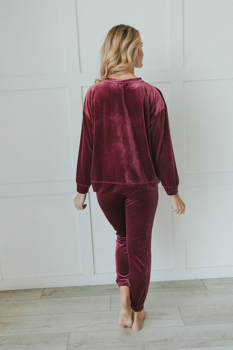 Cozy And Content Velvet Joggers