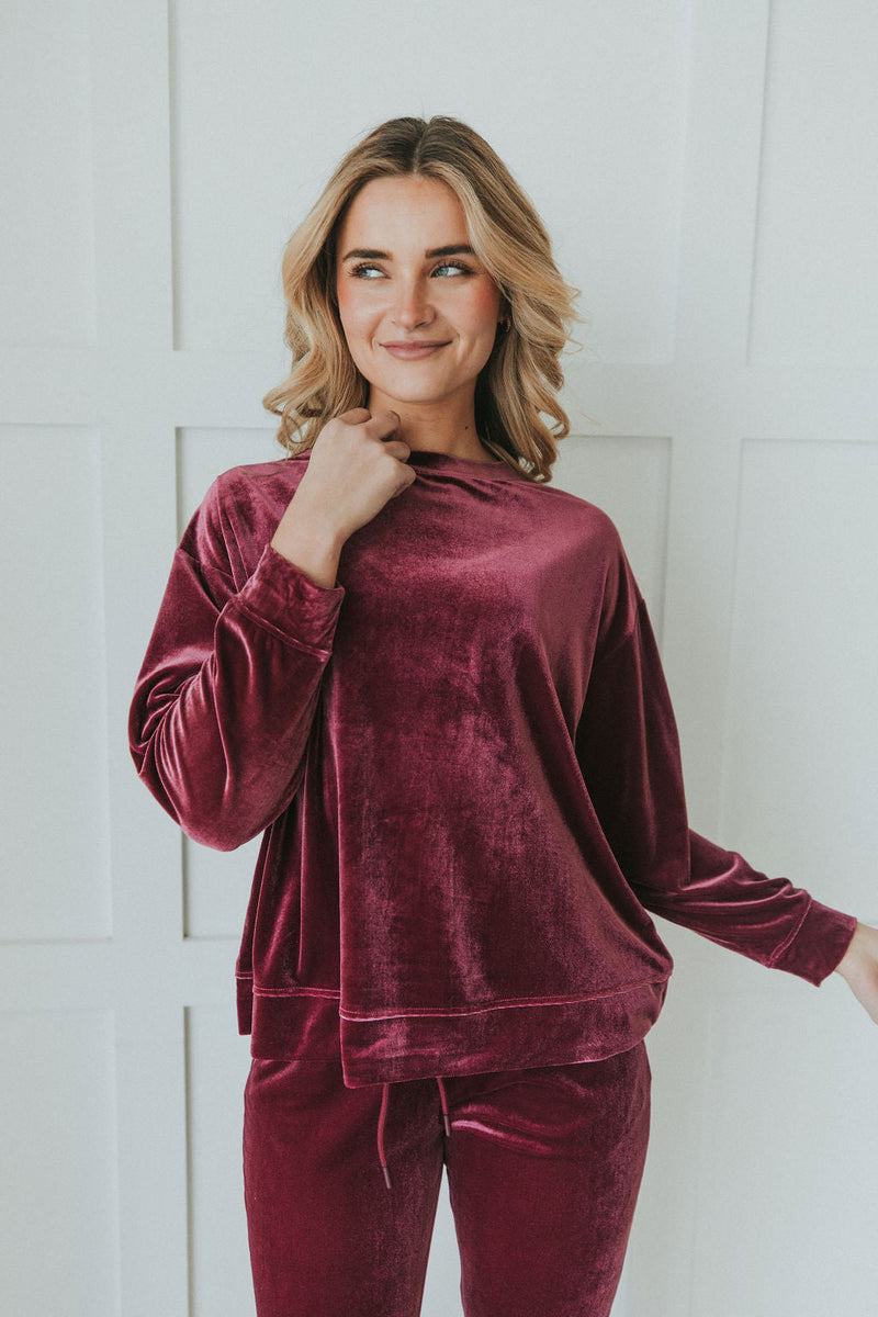 Cozy And Content Velvet Pullover