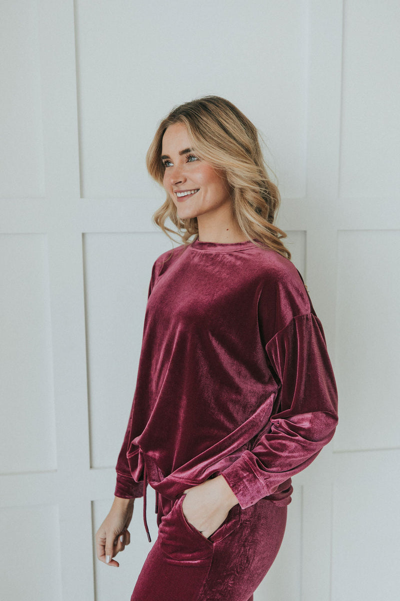 Cozy And Content Velvet Pullover