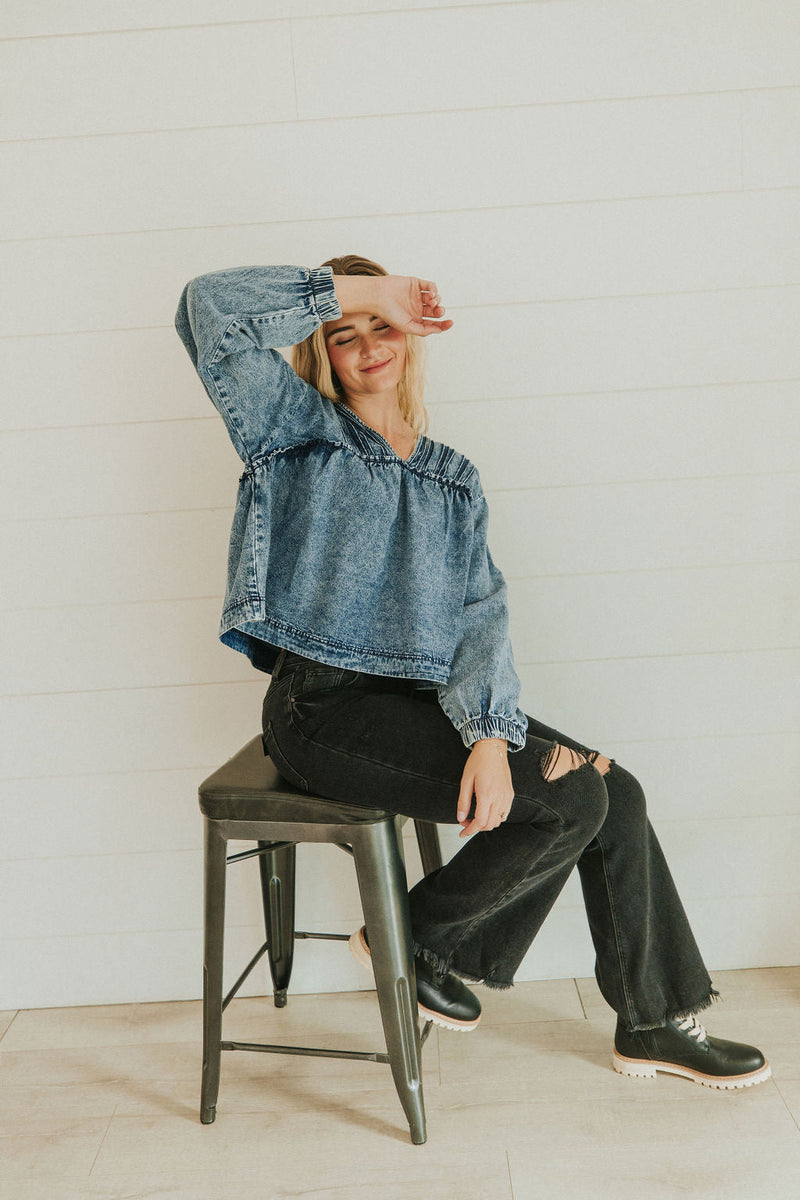 Now And Then Pin Tuck Top