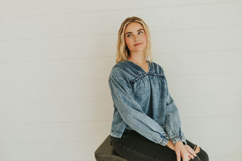 Now And Then Pin Tuck Top