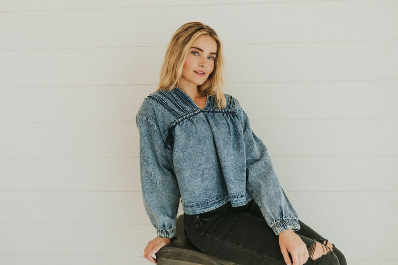 Now And Then Pin Tuck Top