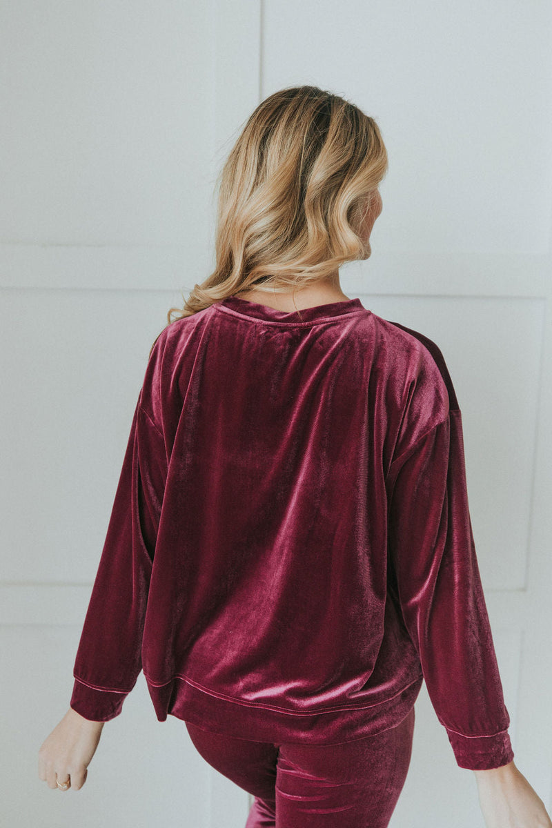 Cozy And Content Velvet Pullover