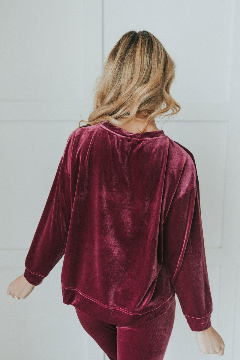 Cozy And Content Velvet Pullover