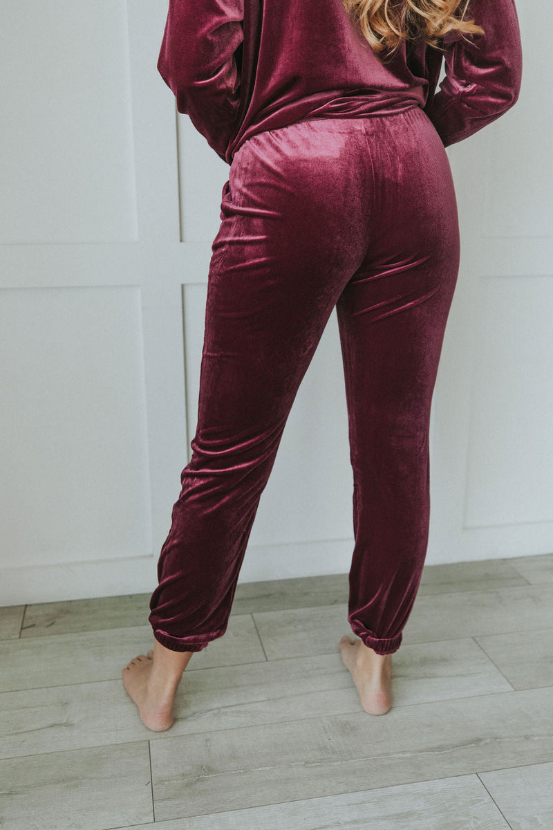 Cozy And Content Velvet Joggers