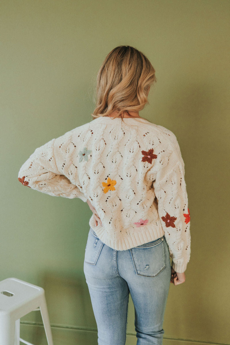 All For You Floral Embroidered Sweater Cardigan