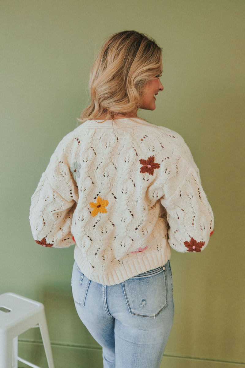 All For You Floral Embroidered Sweater Cardigan