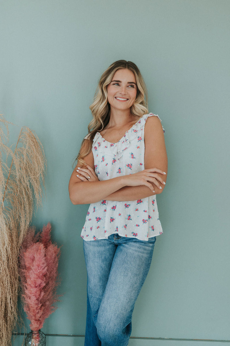 Good To Know Swiss Dot Sleeveless Top