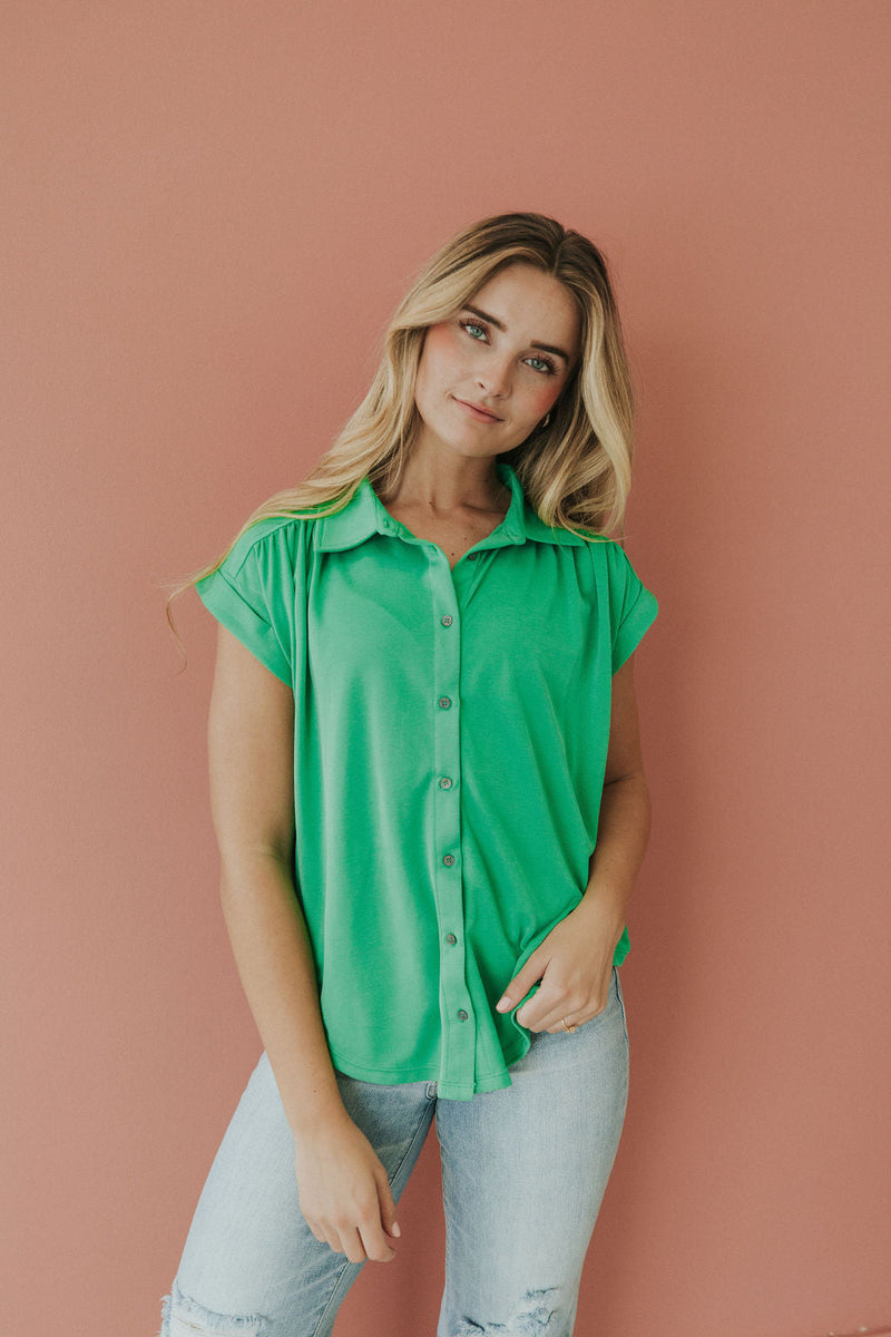 Here For You Button Down Top