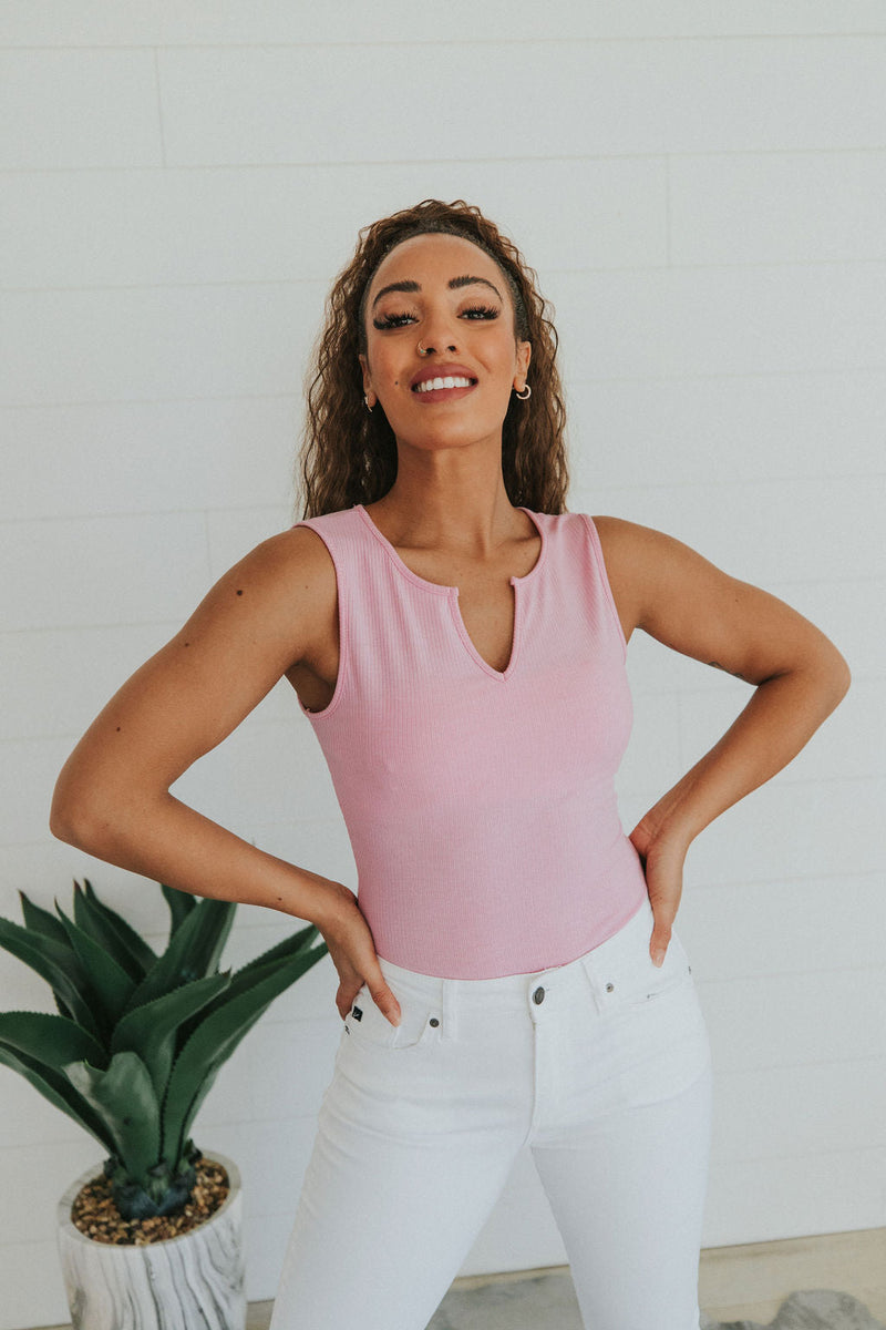 Wild Romance Ribbed Bodysuit- Pink