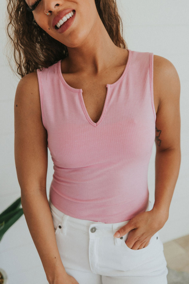Wild Romance Ribbed Bodysuit- Pink