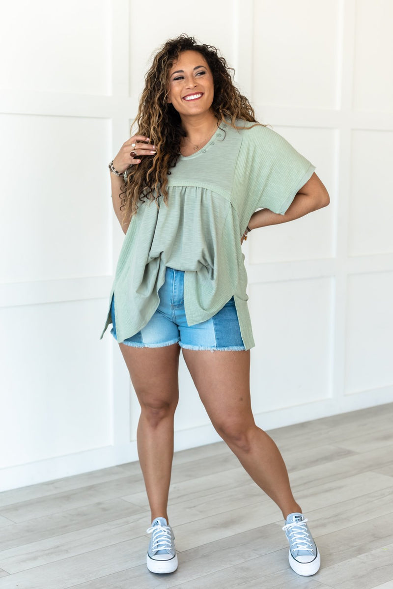 At The Festival Contrast Denim Shorts