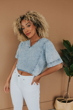 Love Life Acid-Wash Denim Top