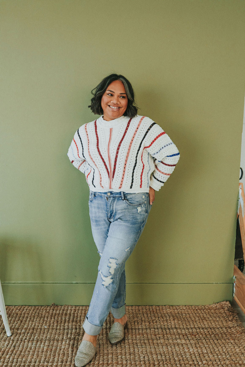 Feeling Fine Chevron Striped Sweater
