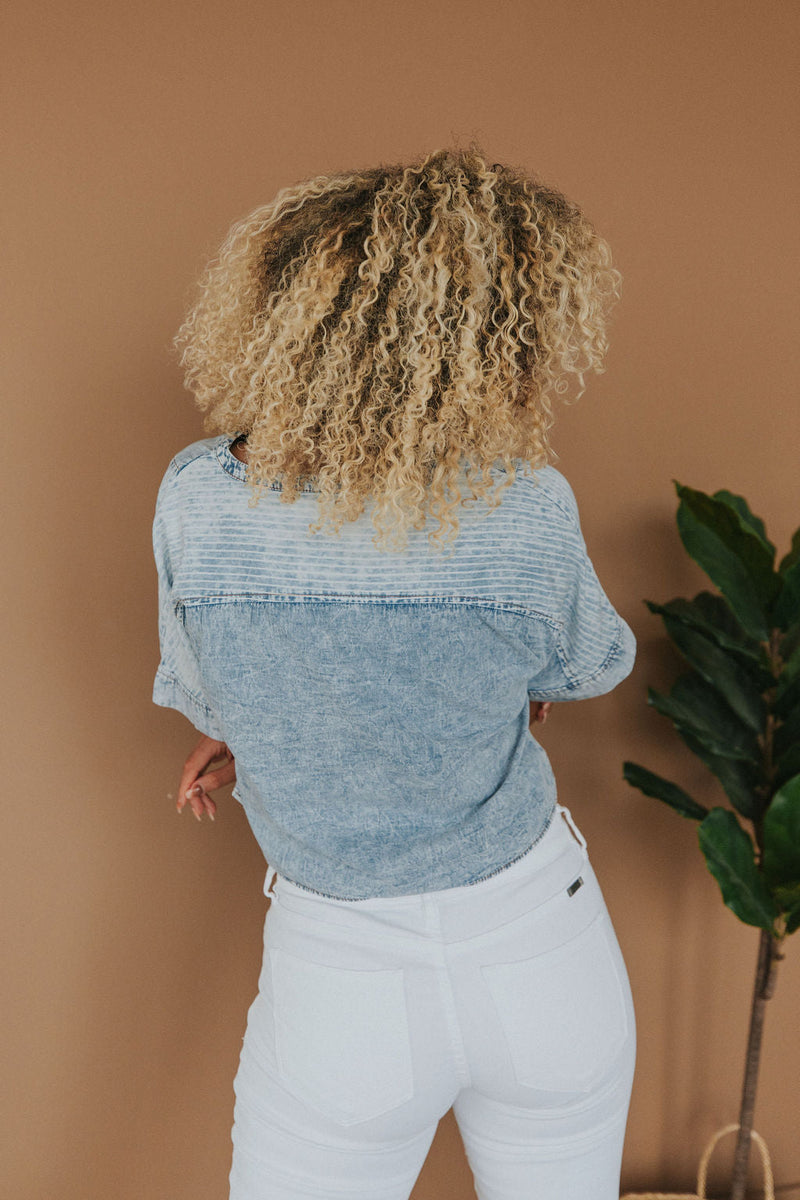 Love Life Acid-Wash Denim Top