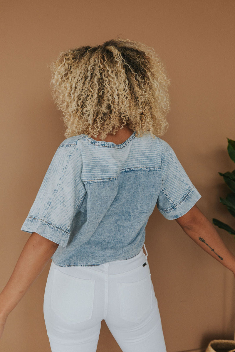 Love Life Acid-Wash Denim Top