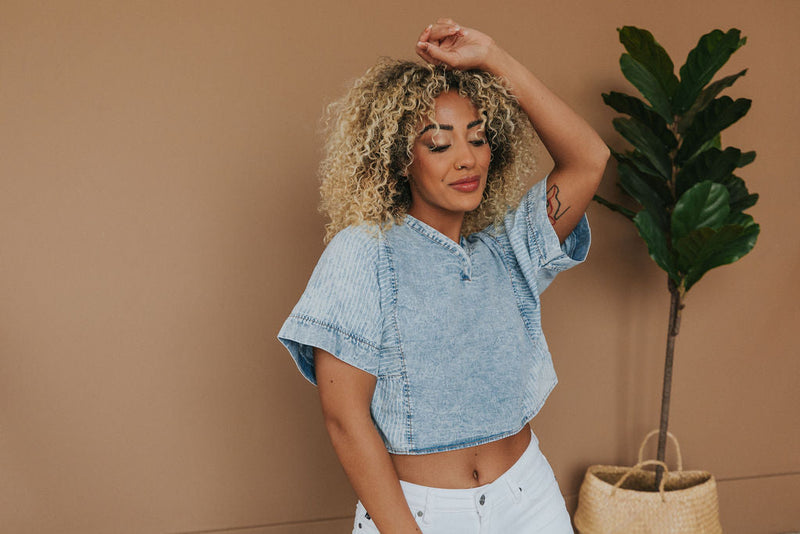 Love Life Acid-Wash Denim Top