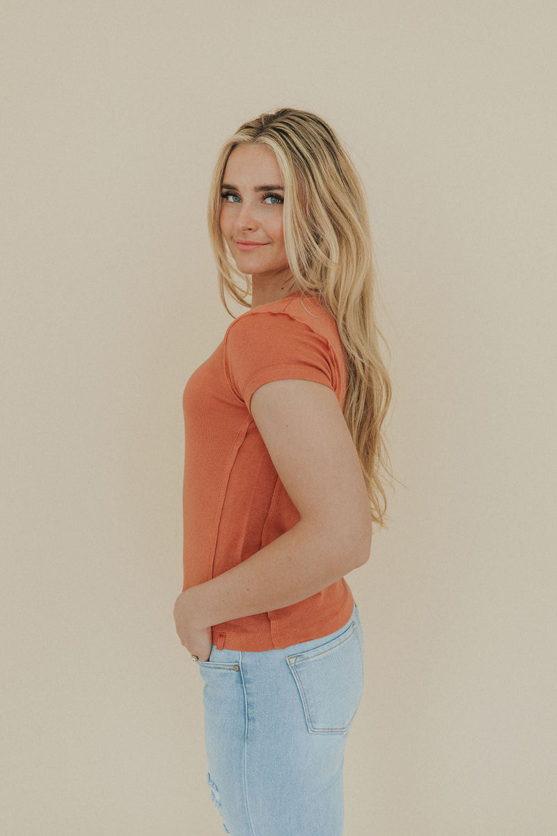 Not Over You V-Neck Tee - Rust