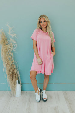 Catch Yourself Flare Fit Dress - Pink