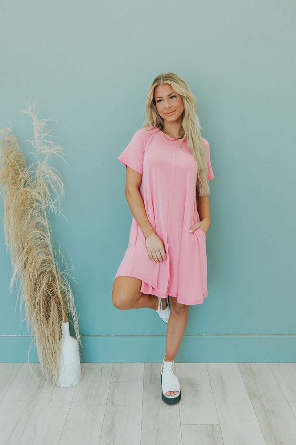 Catch Yourself Flare Fit Dress - Pink