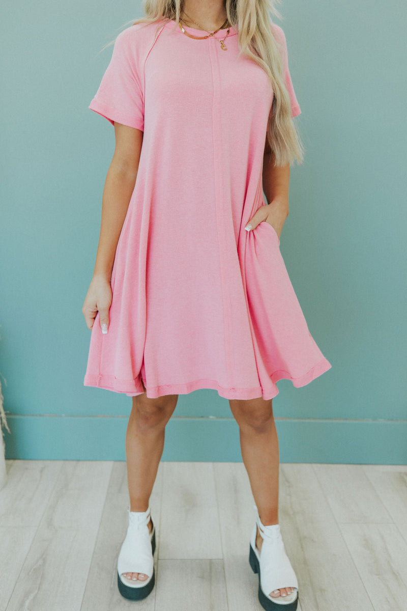 Catch Yourself Flare Fit Dress - Pink