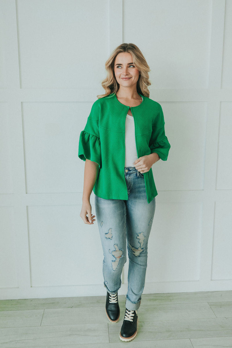 City Streets Ruffle Sleeve Jacket
