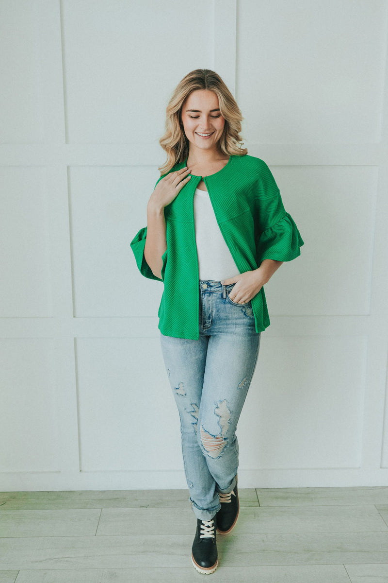 City Streets Ruffle Sleeve Jacket