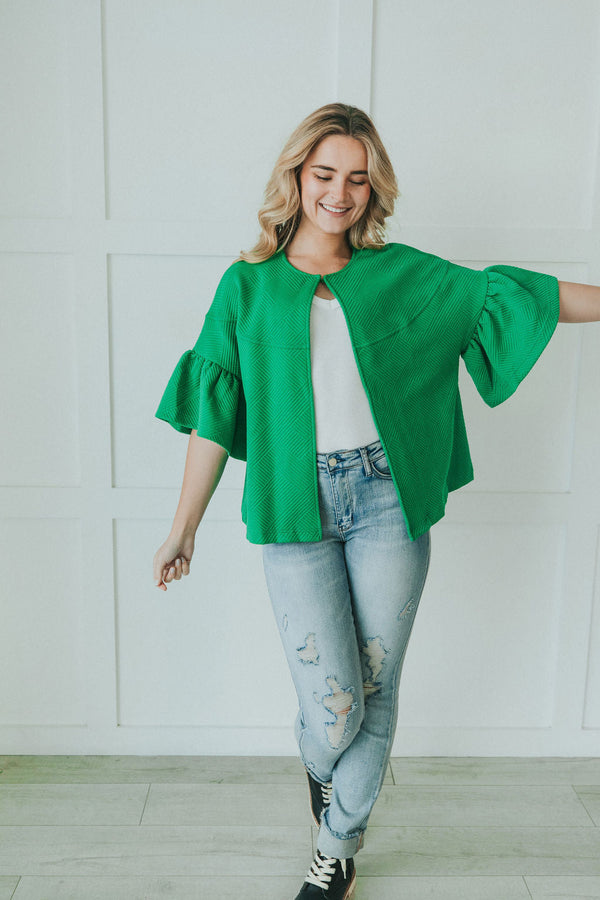 City Streets Ruffle Sleeve Jacket