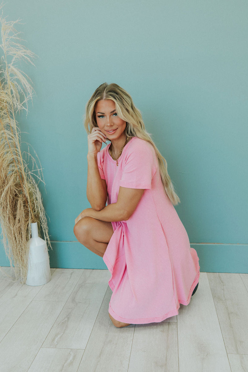 Catch Yourself Flare Fit Dress - Pink